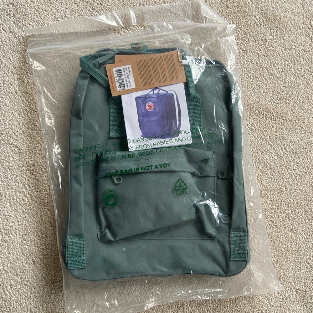 BNWT Fjallraven Kanken Frost Green Backpack